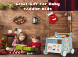 6-in-1 Wooden Baby Stroller with Play Kitchen-Blue 92136286
