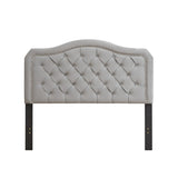 Upholstered Bed Button Tufted with Curve Design - Strong Wood Slat Support - Easy Assembly - Gray W2297140924