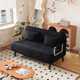 velvet black 55 Convertible Chair Bed, Tri-Fold Sofa Bed with Adjustable Backrest & Pillow, Leisure W1767P192807