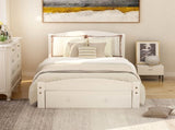 Platform Twin Bed Frame with Storage Drawer and Wood Slat Support No Box Spring Needed, White WF191655AAK
