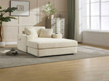 Corduroy Upholstered Chaise Lounge Sofa,Magazine bag,Detachable Cushions Deep Seat for Living W2120P322752
