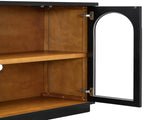 TREXM 4-Door Large Storage Buffet Cabinet with Glass Doors, Arched Cabinet with Adjustable Shelves N715P247544B