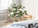 2 Pack White Artificial Camellia Tree with Blooming Flower 75346222