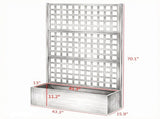 White 43" x 16" x 70" Galvanized Planter Box Raised Garden Bed with Trellis for Vines & Climbing 12825687