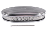 12" Oval Aluminum Full Finned Air Cleaner Polished Paper Element Fits for SB & BB CHEVY FORD & MOPAR 62270690