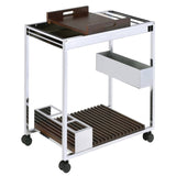 Chrome and Brown Serving Cart with Stemware Shelf B062P184578