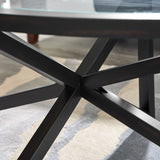 Modern simple coffee table, tempered coffee table solid wood base round transparent W487P317844