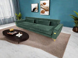 FX-P18-RG2 Luxury Emerald Green Velvet Sofa with Gold Accents - Modern 3-Seat Couch with Plush W57664704