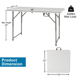 4ft Foldable Lift Patio Plastic Table White 23561282