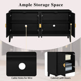 4-Door Sideboard Storage Cabinet for Living Room and Dining Room, Two Large Cabinets with Gold N759P192449B