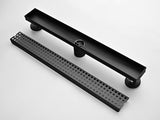 24 Inch Linear Shower Drain with Removable Square Patterned Grate, 304 Stainless Steel with Hair 49223719