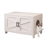 ZUN Cat Litter Box Enclosure, Litter Box Furniture Hidden with Barn Door, Wooden Washroom Furniture, W3008P235397