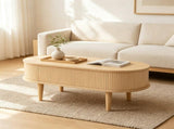 43.5" MidCentury Modern Oval LiftTop Coffee Table, Gas Strut Silent Height Adjustable Table with 3 50774105