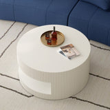 31.5'' Round Coffee Table,Modern Center Table with Storage,Vertical Stripe Design Coffee Table for W757P206006