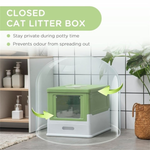 ZUN Fully Enclosed Cat Litter Box 88077855