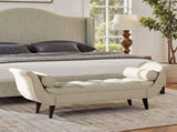 Alma Tufted Flared Arm Entryway Bench Taupe Polyester B2719P364405