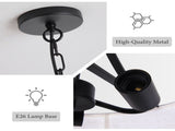 Modern 3-Light Fabric Pendant Light, Black Adjustable Drum Chandelier, Matte Black Fabric Shade W1367P460380