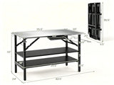 Foldable Outdoor Grill Prep Table with Stainless Steel Tabletop, Galvanized Steel Frame Multi 23873836