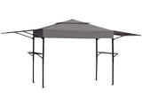 3.3x12.5FT Double Top Grill Gazebo, Dark Gray Polyester BBQ Canopy with Adjustable Side Sunshades, 29074348
