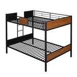 ZUN Full-over-full bunk bed modern style steel frame bunk bed with safety rail, built-in ladder for 26526219