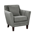 ZUN Stylish Home Accent Chair Gray Velvet Upholstery Matching Pillow Solid Wood Furniture Living Room B011P172695