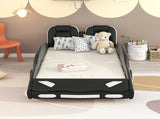 Twin Size Race Car-Shaped Platform Bed with Wheels, Black 19357960