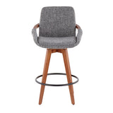 Cosmo Mid-Century Counter Stool in Walnut and Grey Noise Fabric by LumiSource B202P221846