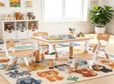 Height Adjustable Kids Desk and 4 Chairs Set, Graffiti Wipeable Tabletop Toddler Activity Table with 54431385
