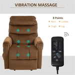 ZUN Brown Velvet Recliner Chair,Power Lift Chair with Vibration Massage, Remote Control 50283398