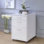 ZUN White High Gloss File Cabinet with 3 Drawers B062P185691