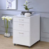 ZUN White High Gloss File Cabinet with 3 Drawers B062P185691