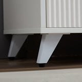 ideboard with wavy texture buffet cabinet, white accent cabinet with door, modern bookcase for W1705P179816