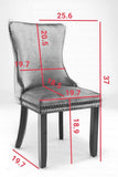 Furniture,Upholstered Wing-Back Dining Chair with Backstitching Nailhead Trim and Solid Wood 12279323