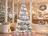 7FT Pre-Lit Snow Flocked Pop Up Christmas Tree with 180 Warm White LED Lights, Decorated with Star 62051847