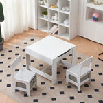 ZUN Children's Wooden Table And Chair Set With Two Storage Bags Grey And 60310011