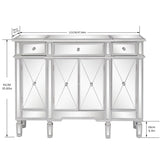 ZUN [FCH] Mirrored Finish Glass TV STAND with 3-Drawers 4 X Shape Doors Cabinet for Living Room 75958725