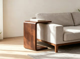 13.77" C Shaped Coffee Table, 2-in-1 Convertible Side End Table, Modern Snack Laptop Table for W3101P548119