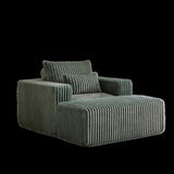 62.5-Inch Corduroy Sponge Sofa Lounge Chair with Removable footrest,No Assembly Required,Fluffy W834P206047