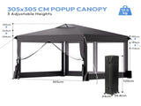 10x10 FT Folding Canopy Tent with 4 Sidewalls, One-Push Central Lock Outdoor Canopy with 2 Clear 04350771