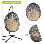 ZUN Hanging Swing Egg Chair with Stand,Outdoor Patio Wicker Tear Drop Shape Hammock Chair with Cushion W1889P164904