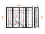 4-Panel Japanese Room Divider Screen, Wooden Folding Privacy Screen for Indoor Use, Portable 56031541