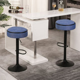 Round Storage Bar Stool Set of 2, Blue Linen Height Adjustable Barstool, 360&degCounter Height Swivel W2200P196799