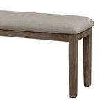 Fabric Upholstered Seat 1pc Bench Wire Brushed Brown Finish Wooden Frame Dining Room Furniture B011104524