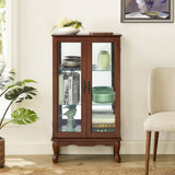 Curio Cabinet Lighted Curio Diapaly Cabinet with Adjustable Shelves and Mirrored Back Panel, W169392180