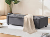 48" Storage Bedroom Bench for End of Bed, Faux Linen Upholstered Storage Ottoman with Arms for 62103728