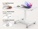 Small Mobile Desk Adjustable Height Laptop Desk with Lockable Wheels, White 30911405