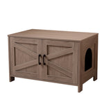 ZUN Cat Litter Box Enclosure, Litter Box Furniture Hidden with Barn Door, Wooden Washroom Furniture, W3008P235407