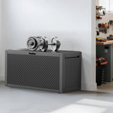 90gal Outdoor Garden Plastic Storage Deck Box Chest Tools Cushions Toys Lockable Seat 98858012