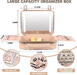 Makeup Case with LED Lighted Mirror Travel Makeup Train Case Cosmetic Organizer for Girls Makeup T3060P335113