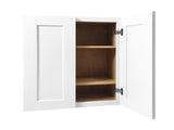 27 Inch White Shaker Double Door Wall Cabinet Solid Wood with 2 adjustable shelves Ready to Assemble T2950P366457